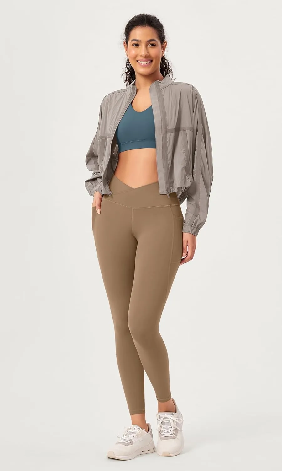 ODODOS 2 Pack Buttery Soft Cross Waist Leggings with Pockets for Women, ODCLOUD 25" / 28" Crossover Lounge Yoga Pants
