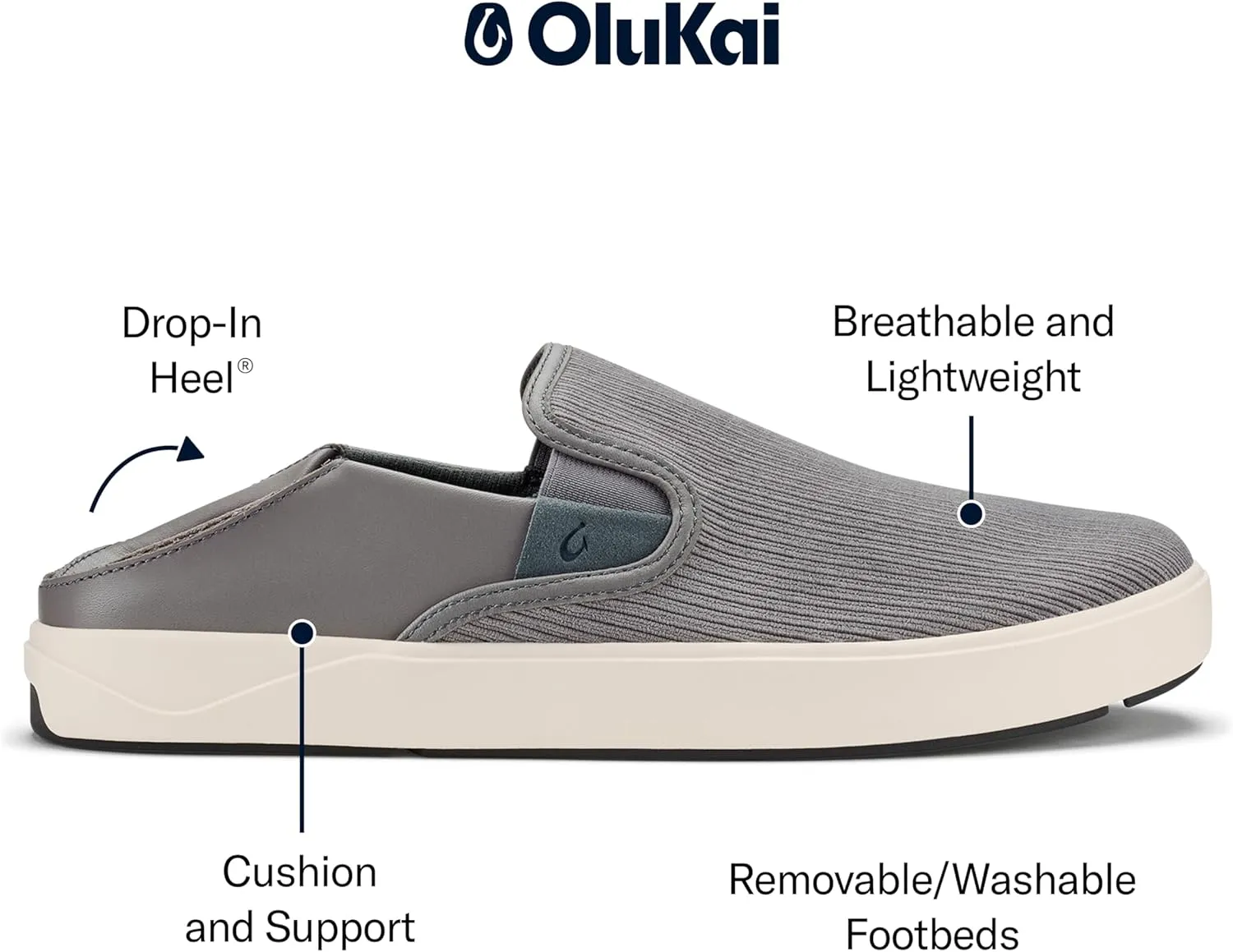OLUKAI Lae'ahi Kapa Men's Slip On Sneakers, Lightweight & Breathable All-Weather Shoes, Drop-in Heel & Comfort Fit