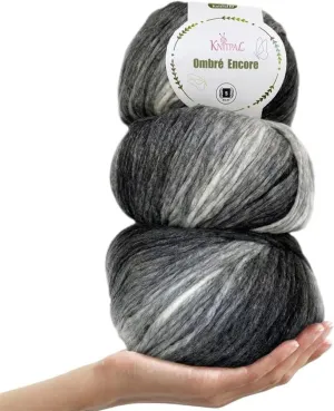 Ombré-Encore Chunky Ombre Yarn for Crocheting, 3 Balls, 507Yds/420G, Free Patterns - Multi Colored Bulky 5 Weight Yarn for Knitting - Black Snowstorm