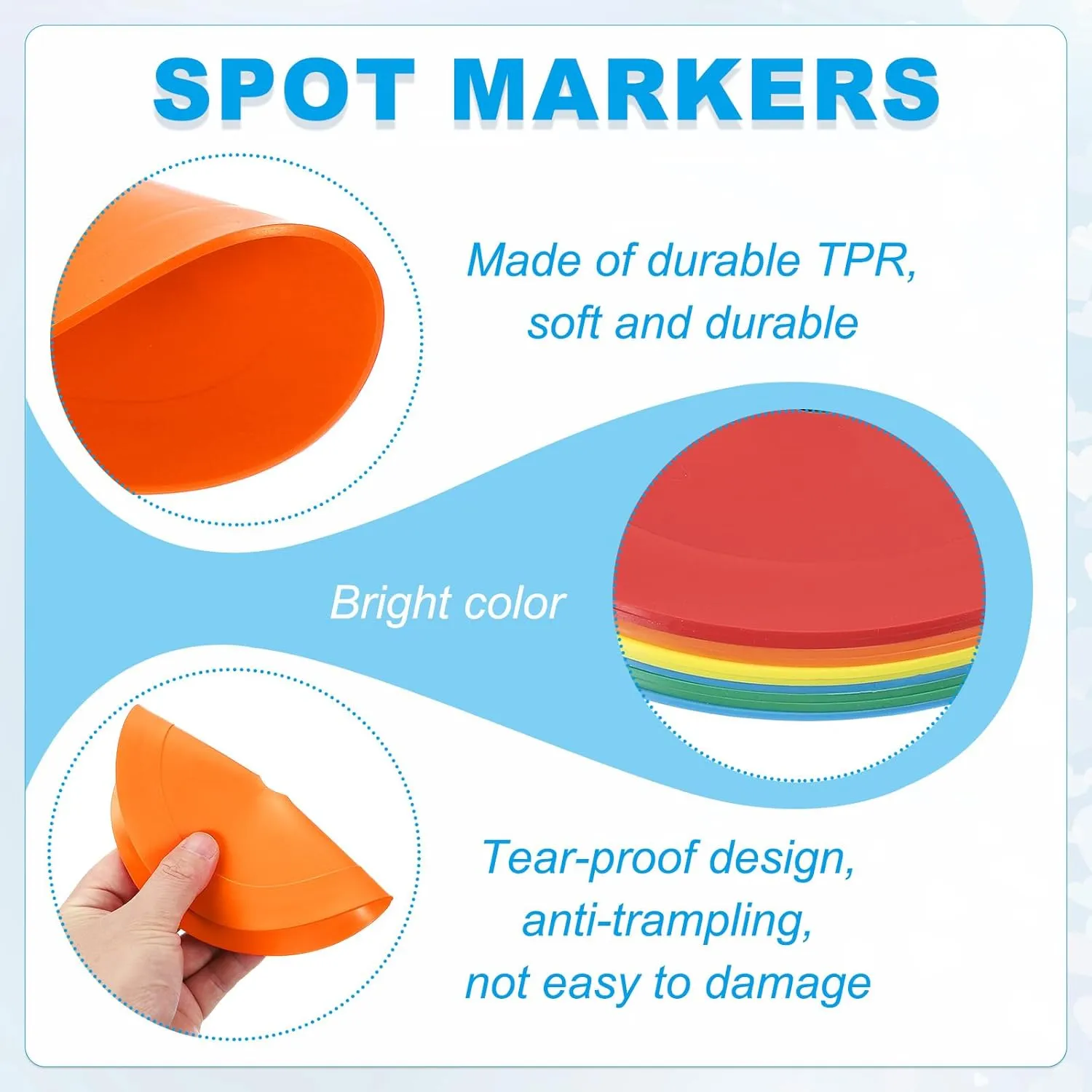 PATIKIL Flat Cones,Spot Markers Small Flat Soccer Training Cone for Football Basketball Agility Practice Sports Training Equipment