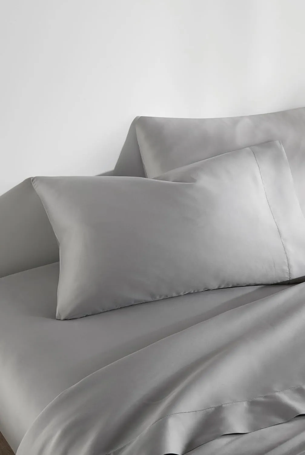 Peacock Alley Clara Luxury Sateen Sheet Sets - 100% Long Staple Cotton, 320 Thread-Count - Soft and Smooth Sateen Weave for All Seasons - Queen (Light Grey)