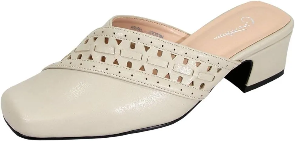 Peerage Darcie Women's Wide Width Mid-Heel Leather Dress Mules