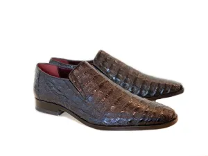 Pelle Line Exclusive Casper Full Crocodile Loafer- Black