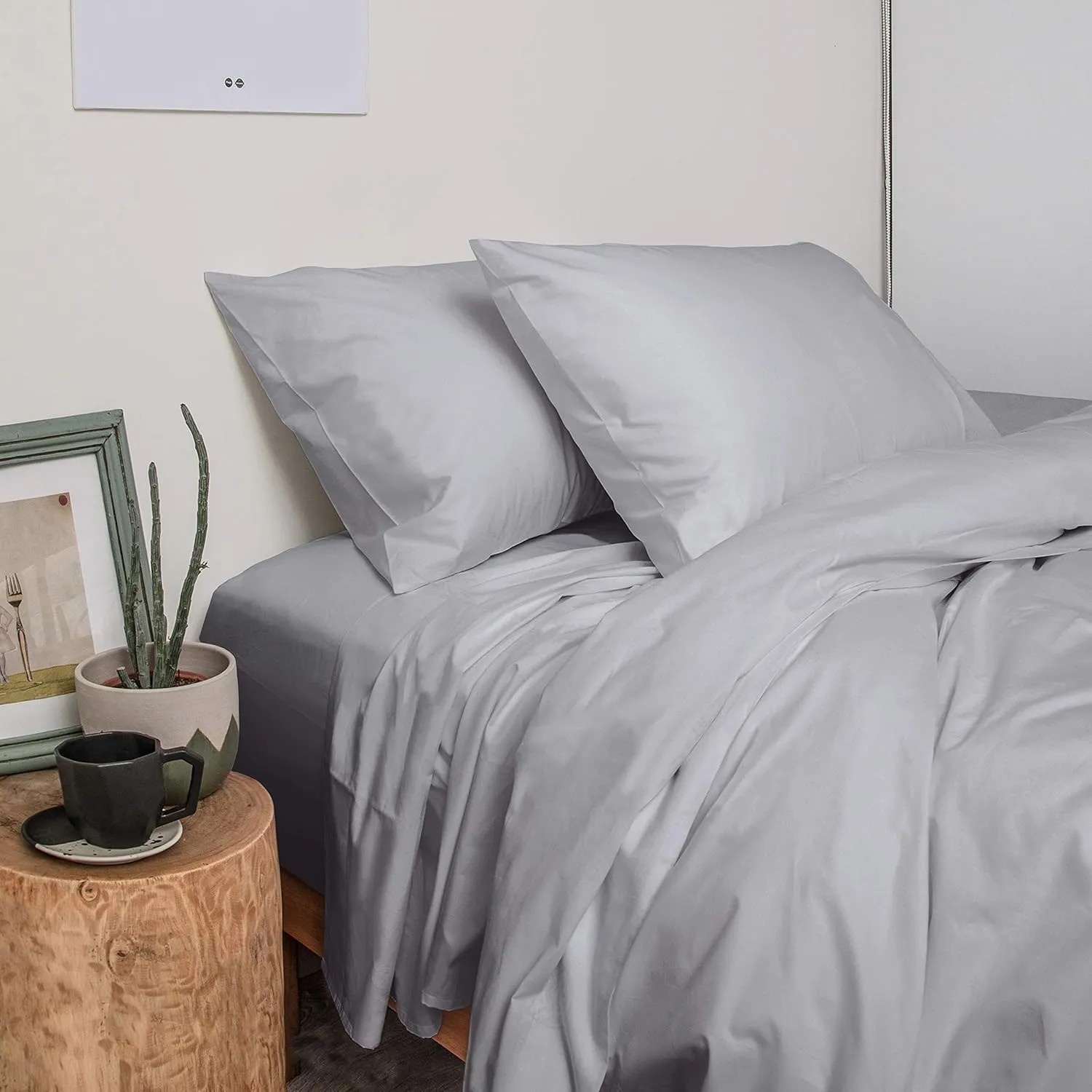 Peru Pima Bed Sheet Set – Full Size, 4 Pieces, 100% Peruvian Pima Cotton, Percale, 415 Thread Count, Cooling, Breathable & Soft, Hotel-Quality Bedding, Slate