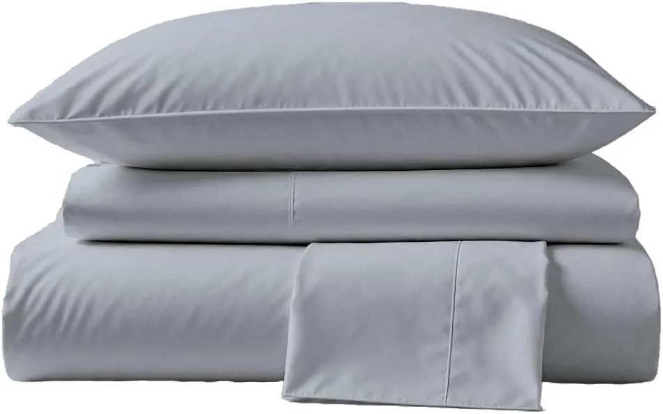 Peru Pima Bed Sheet Set – Full Size, 4 Pieces, 100% Peruvian Pima Cotton, Percale, 415 Thread Count, Cooling, Breathable & Soft, Hotel-Quality Bedding, Slate