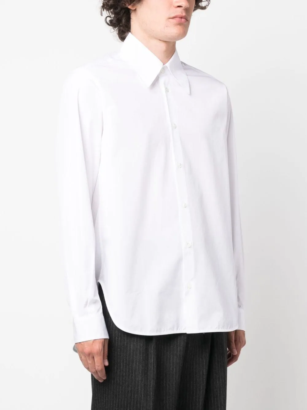 pointed flat-collar cotton shirt