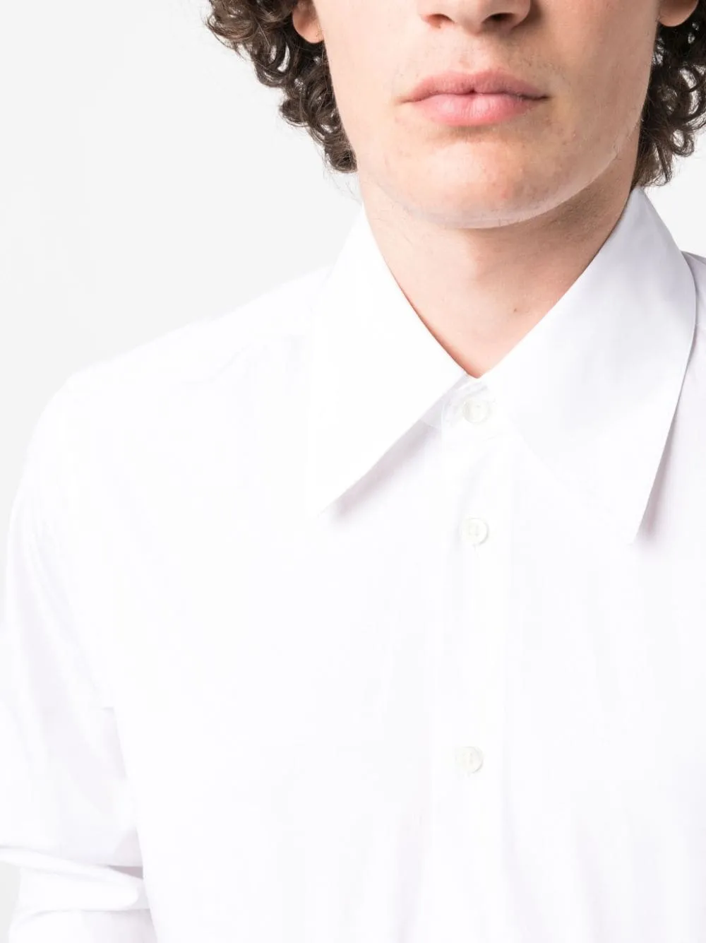 pointed flat-collar cotton shirt