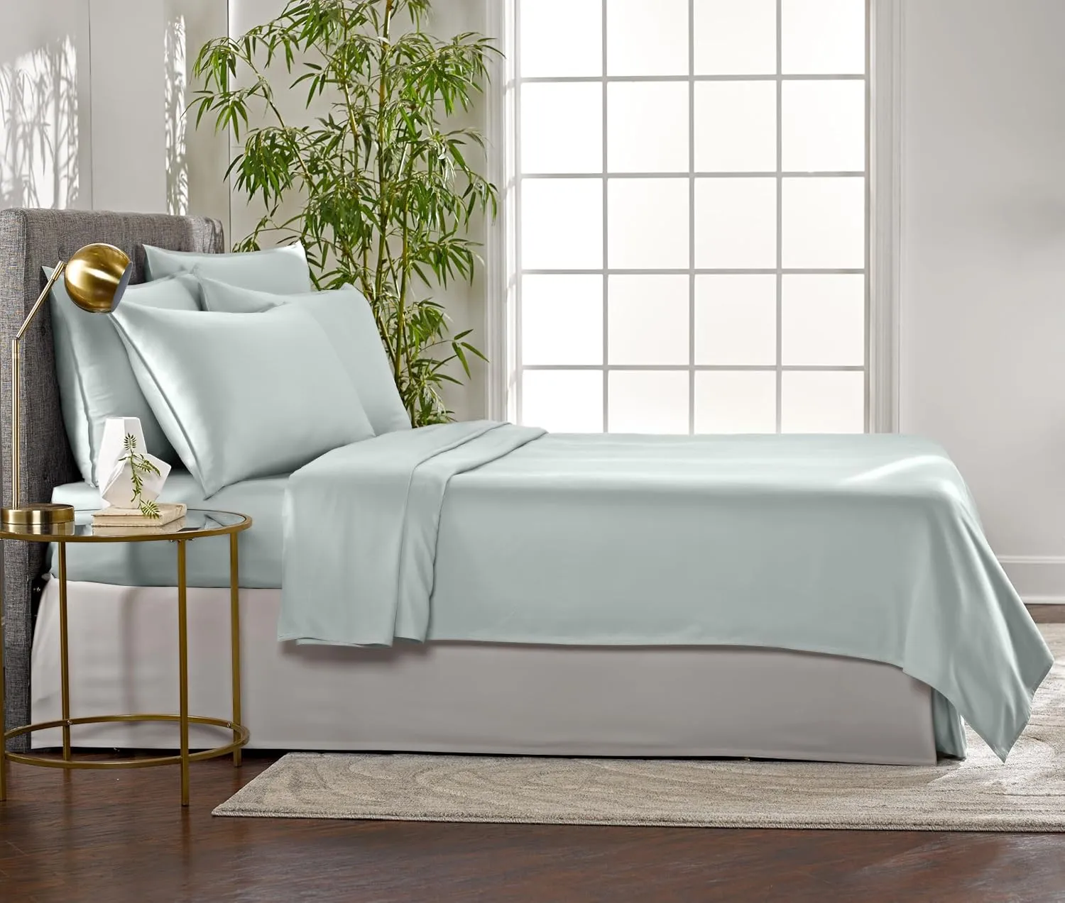 Pure Bamboo King Sheets, Genuine 100% Organic Viscose Derived from Bamboo Bed Sheet Set, Luxuriously Soft & Cooling, Double Stitching, 2 Year Quality Promise (King, Sea Glass)