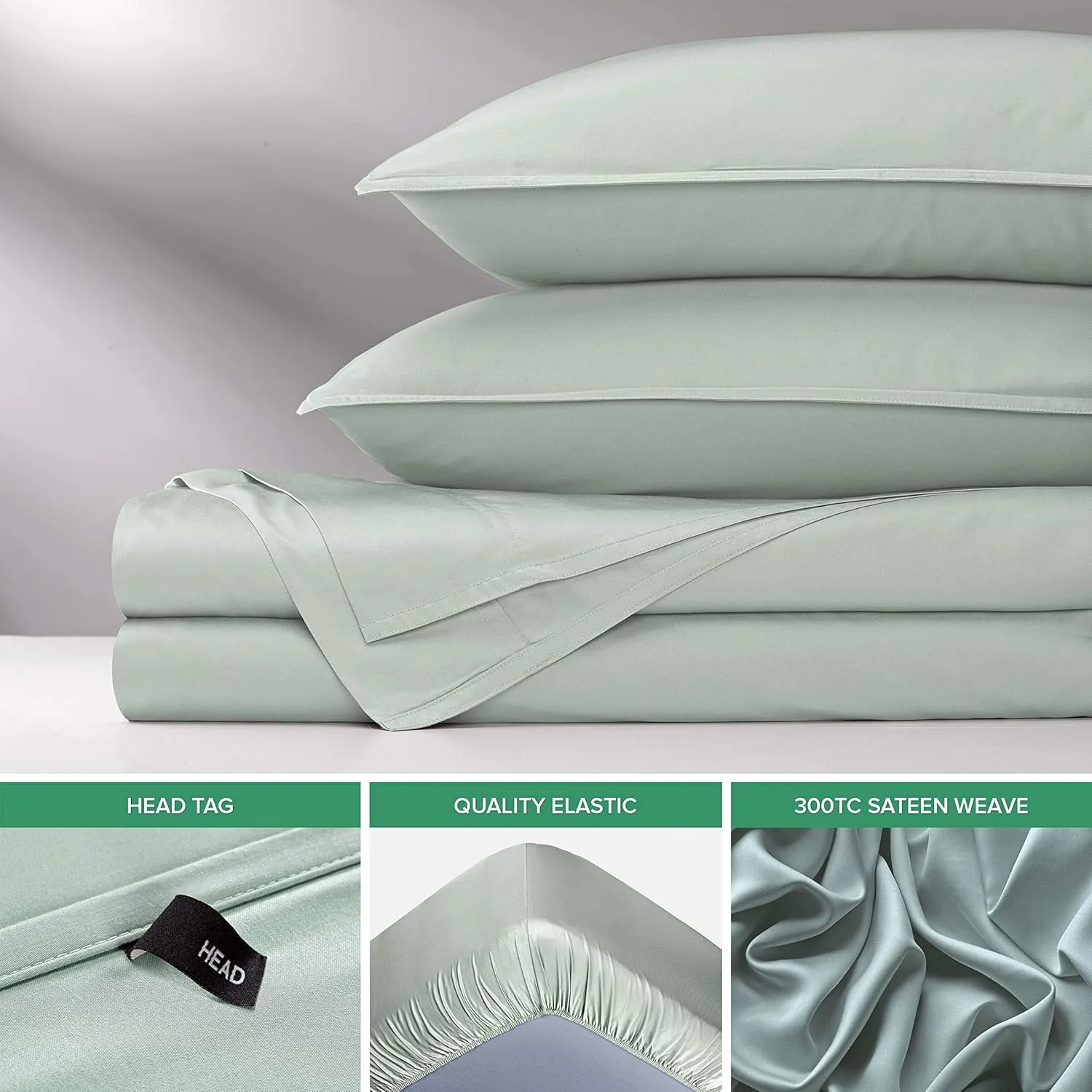 Pure Bamboo King Sheets, Genuine 100% Organic Viscose Derived from Bamboo Bed Sheet Set, Luxuriously Soft & Cooling, Double Stitching, 2 Year Quality Promise (King, Sea Glass)