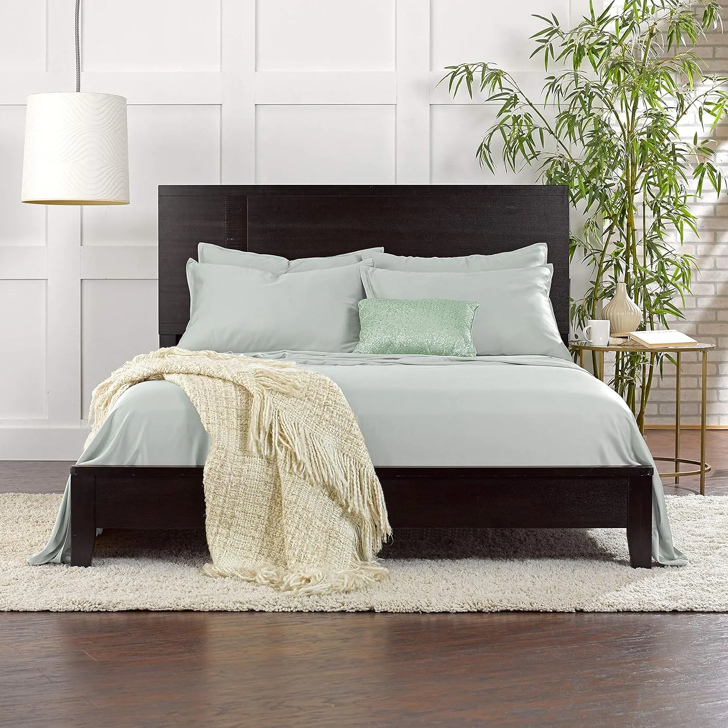 Pure Bamboo King Sheets, Genuine 100% Organic Viscose Derived from Bamboo Bed Sheet Set, Luxuriously Soft & Cooling, Double Stitching, 2 Year Quality Promise (King, Sea Glass)