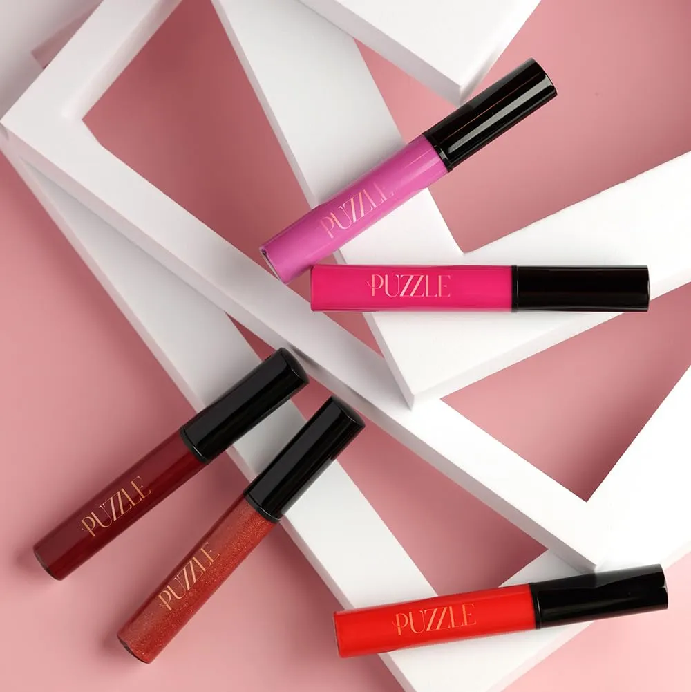 PUZZLE Lip Gloss Wand | Shiny, Shimmery, Non-Sticky, Moisturizing, Long-Lasting, Cruelty-Free, Vegan, Paraben-Free, High Shine Color (Unreal | Lilac Rose)