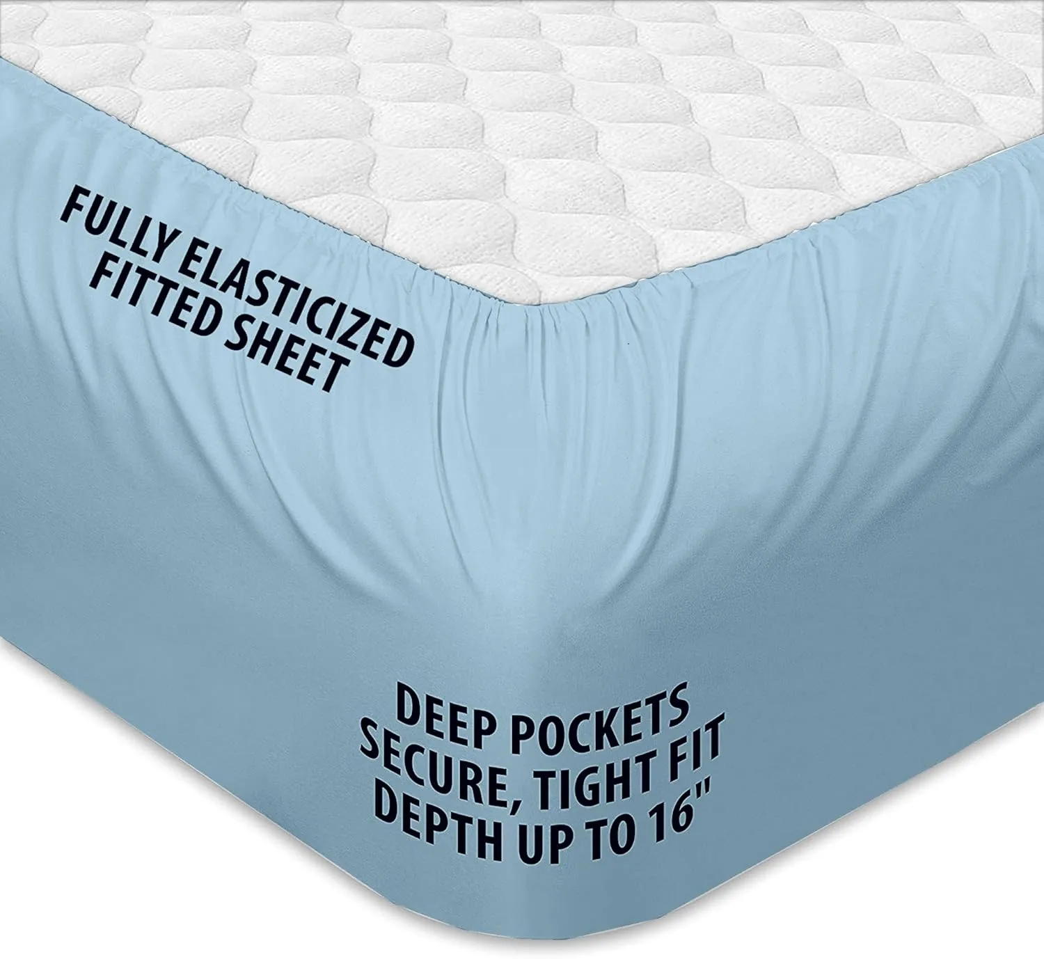 Rajlinen Split King Sheet Sets for Adjustable Beds - Sheets for Sleep Number Bed 15" Deep Pocket - 100% Cotton Split King Bed Sheet Set - Split King Sheets 5 Pcs - Light Blue Solid