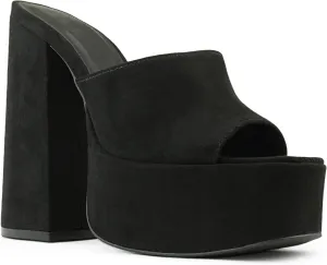 RF ROOM OF FASHION Open Square Toe Towering Platform Flared Block Heel Mule Heel Sandals