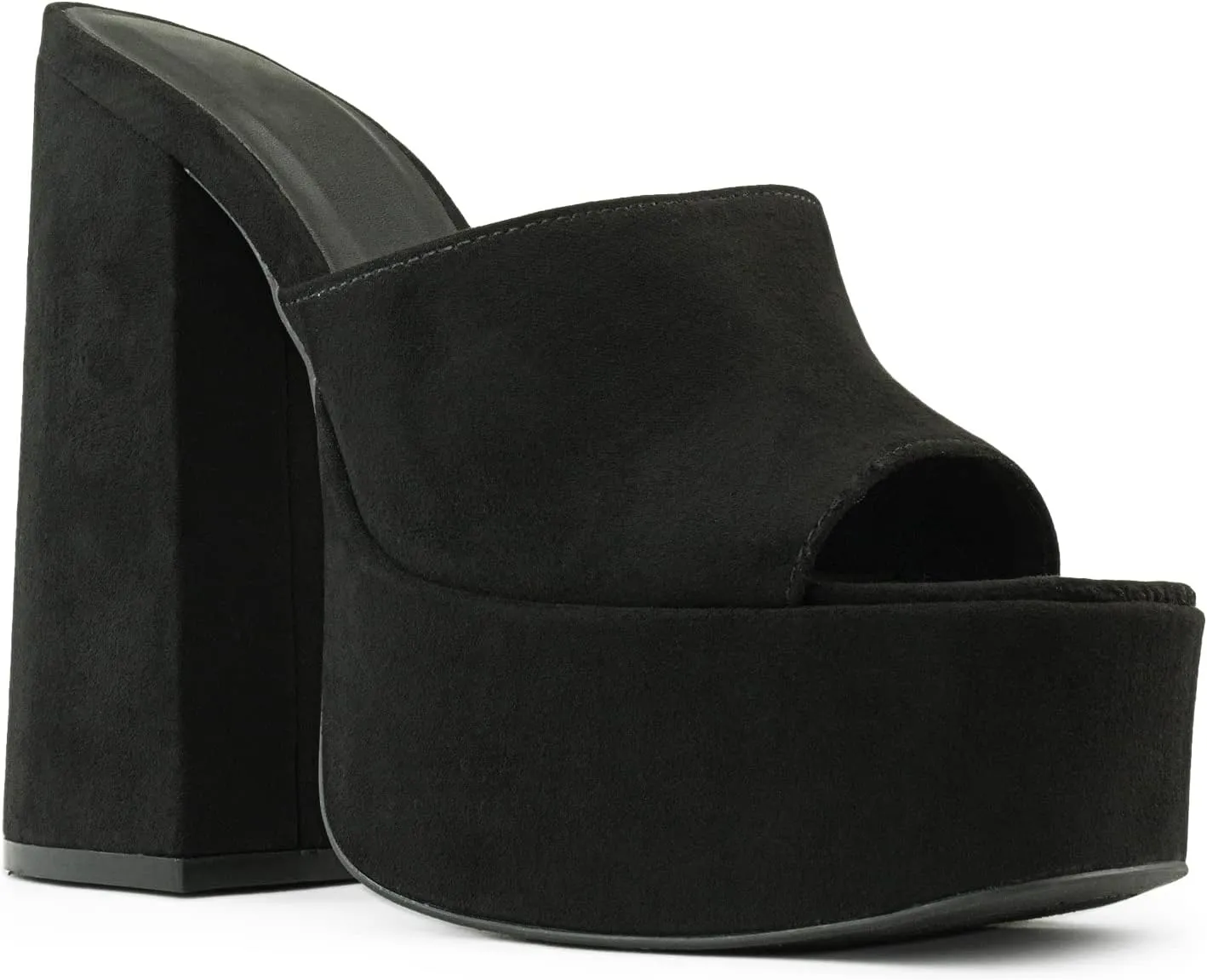 RF ROOM OF FASHION Open Square Toe Towering Platform Flared Block Heel Mule Heel Sandals
