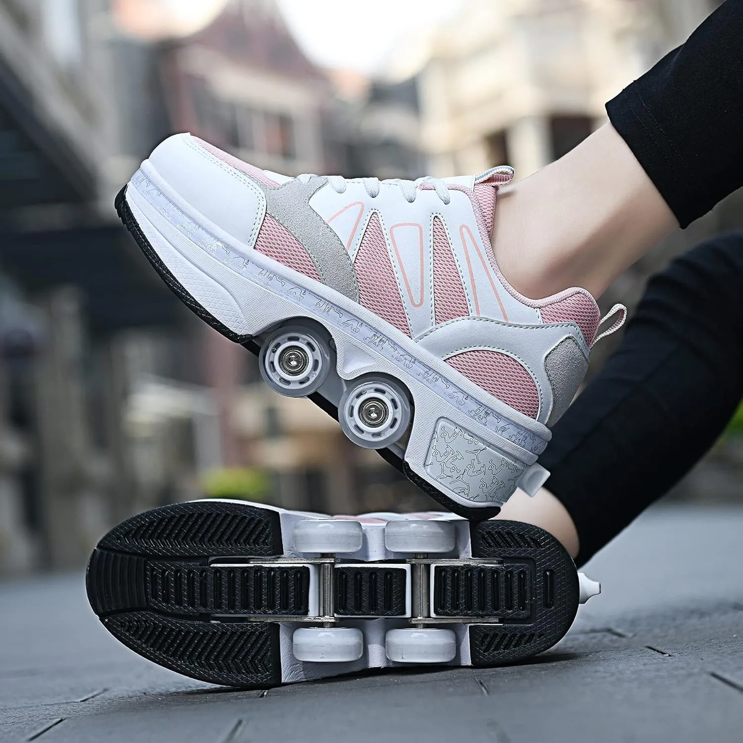 Roller Skate Shoes for Girls - Retractable Sneaker Skates for Women Wheelies Shoes Men 2 in 1 Roller Skates and Blades Zapatos Patines para NiñAs The Best Gift