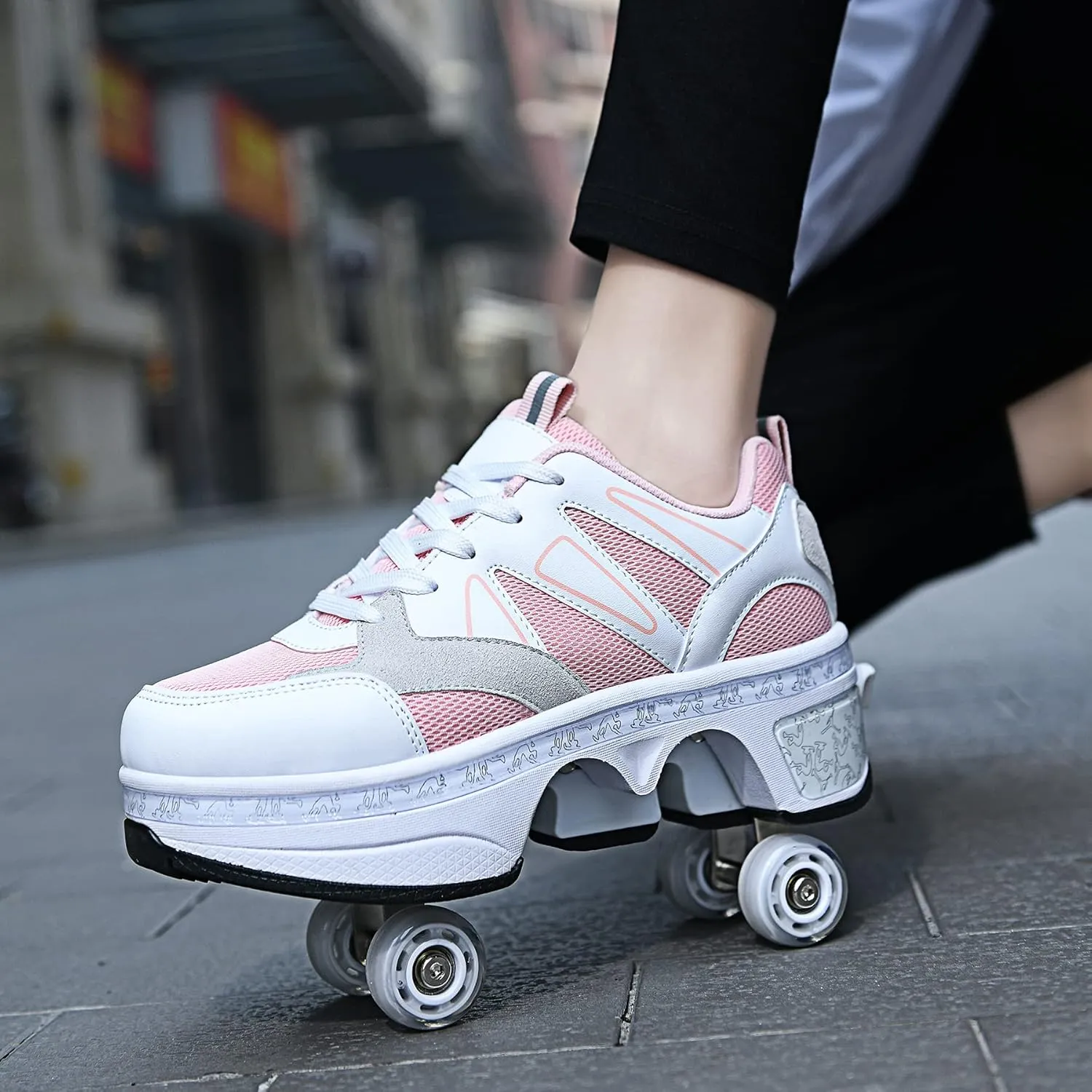 Roller Skate Shoes for Girls - Retractable Sneaker Skates for Women Wheelies Shoes Men 2 in 1 Roller Skates and Blades Zapatos Patines para NiñAs The Best Gift