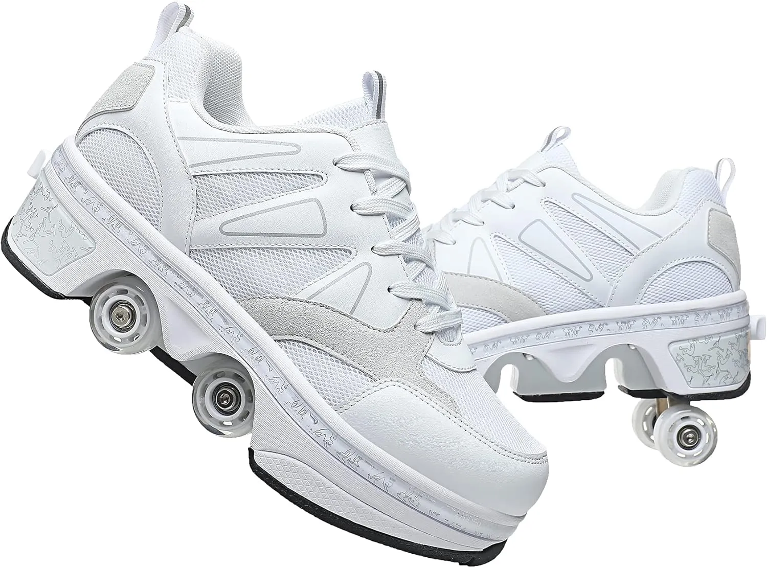 Roller Skate Shoes for Girls - Retractable Sneaker Skates for Women Wheelies Shoes Men 2 in 1 Roller Skates and Blades Zapatos Patines para NiñAs The Best Gift