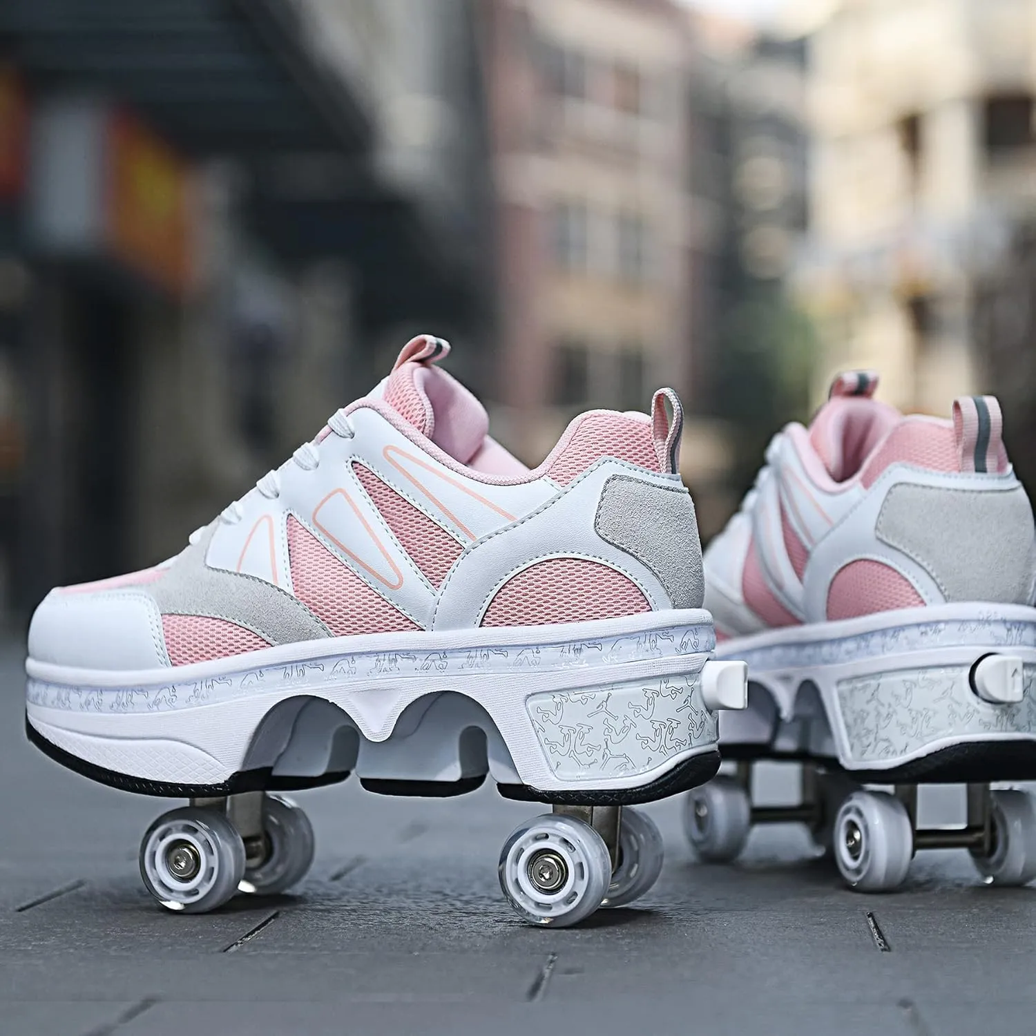 Roller Skate Shoes for Girls - Retractable Sneaker Skates for Women Wheelies Shoes Men 2 in 1 Roller Skates and Blades Zapatos Patines para NiñAs The Best Gift
