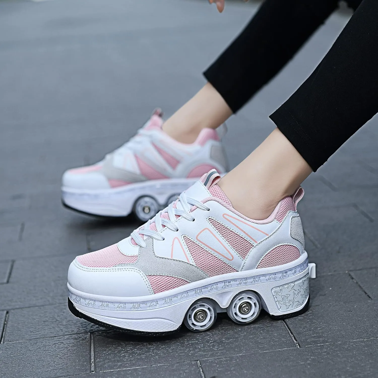 Roller Skate Shoes for Girls - Retractable Sneaker Skates for Women Wheelies Shoes Men 2 in 1 Roller Skates and Blades Zapatos Patines para NiñAs The Best Gift