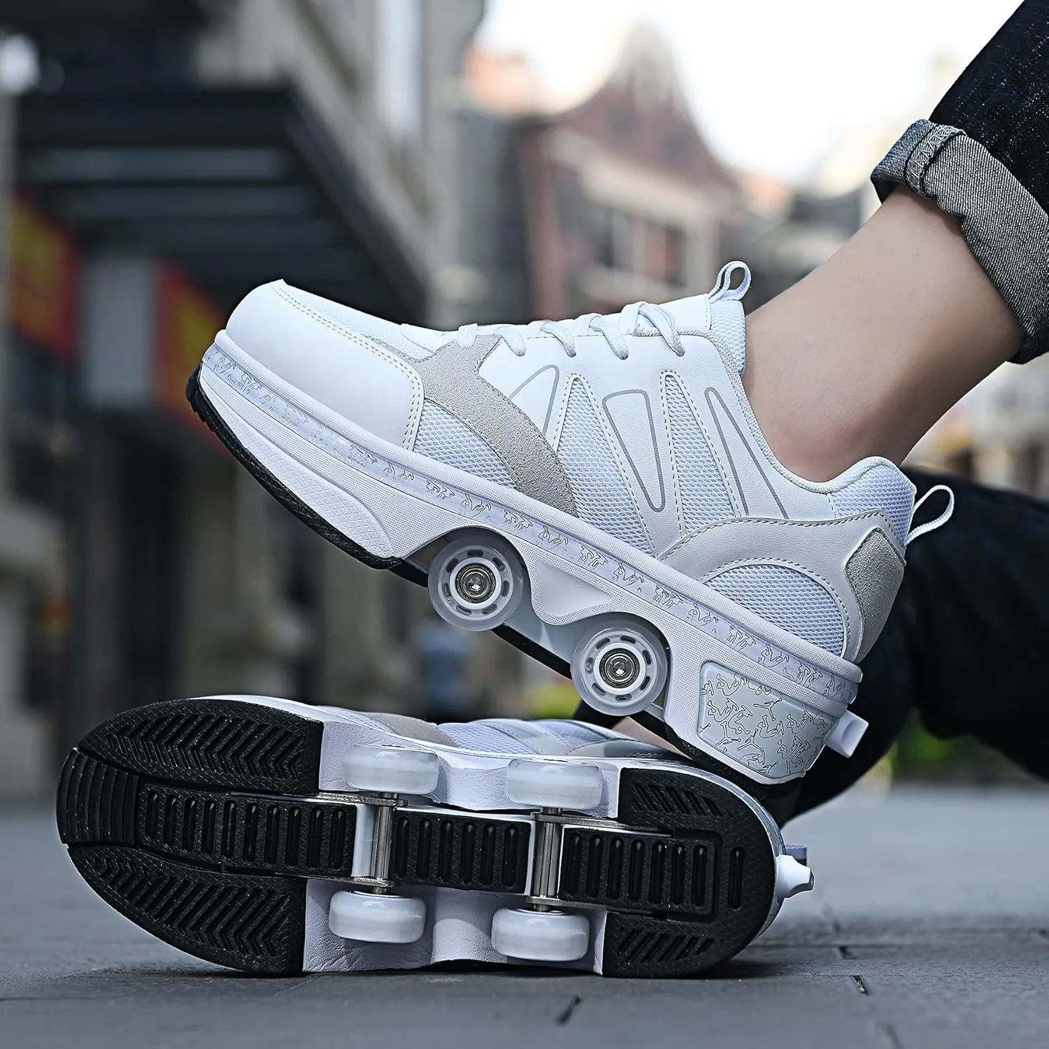 Roller Skate Shoes for Girls - Retractable Sneaker Skates for Women Wheelies Shoes Men 2 in 1 Roller Skates and Blades Zapatos Patines para NiñAs The Best Gift