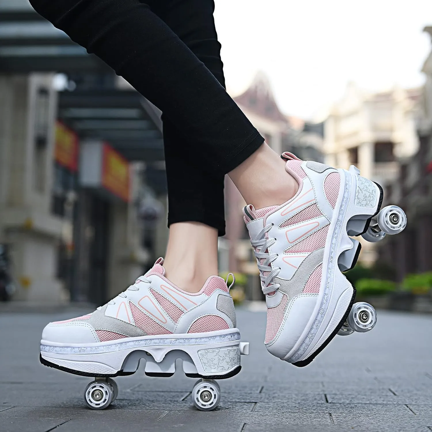 Roller Skate Shoes for Girls - Retractable Sneaker Skates for Women Wheelies Shoes Men 2 in 1 Roller Skates and Blades Zapatos Patines para NiñAs The Best Gift