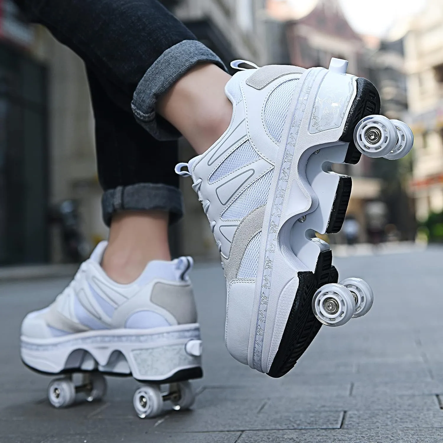 Roller Skate Shoes for Girls - Retractable Sneaker Skates for Women Wheelies Shoes Men 2 in 1 Roller Skates and Blades Zapatos Patines para NiñAs The Best Gift