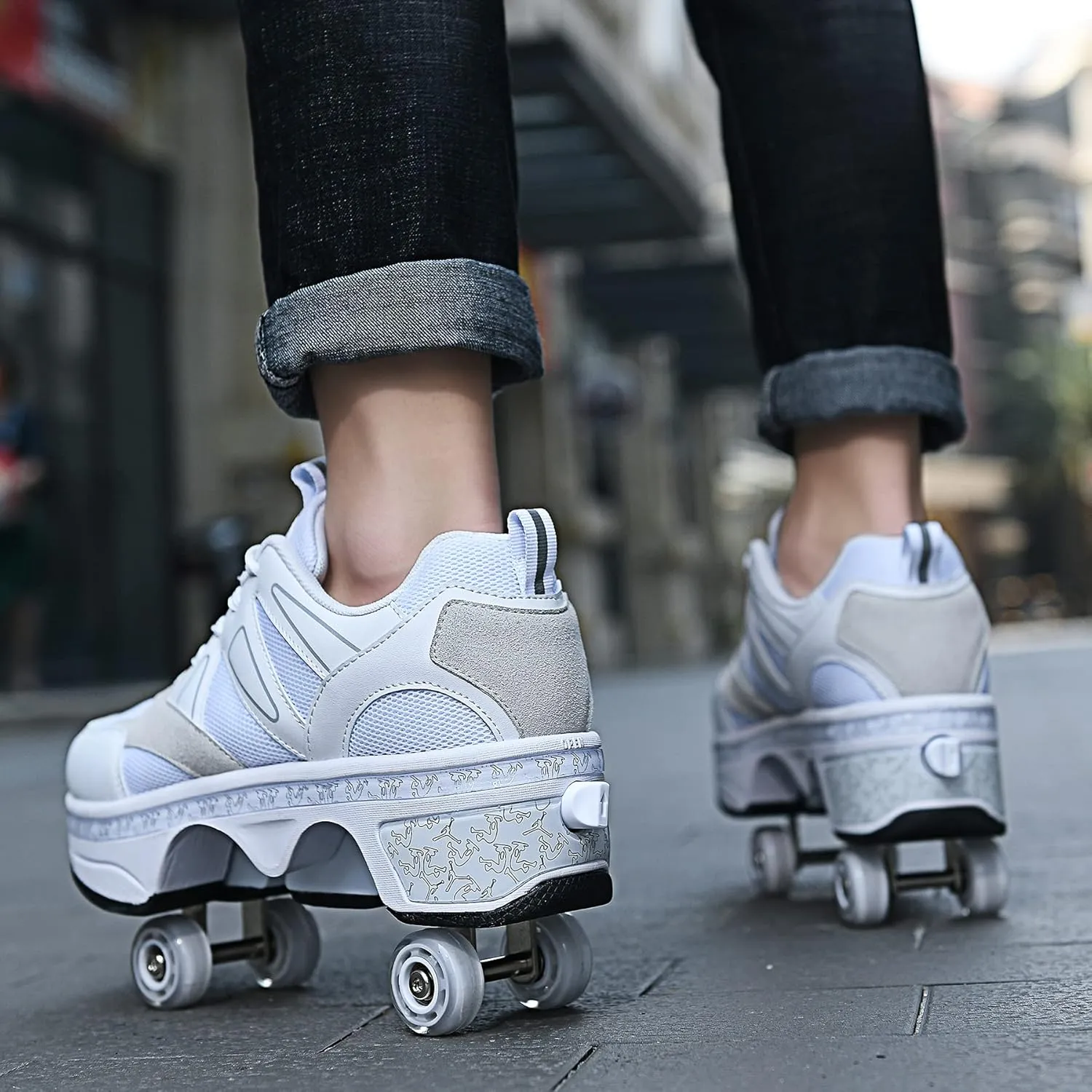 Roller Skate Shoes for Girls - Retractable Sneaker Skates for Women Wheelies Shoes Men 2 in 1 Roller Skates and Blades Zapatos Patines para NiñAs The Best Gift