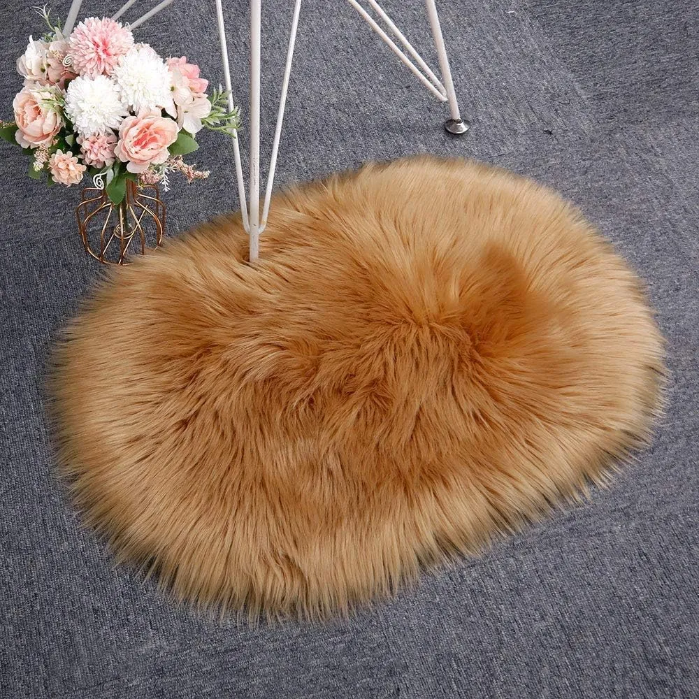 RosieLily Ultra Soft Thin 1.3x2 Feet Faux Fur Area Rug, Fluffy Shaggy Brown Fuzzy Machine Washable Shag Rug for Bedroom, Kids Room, Living Room