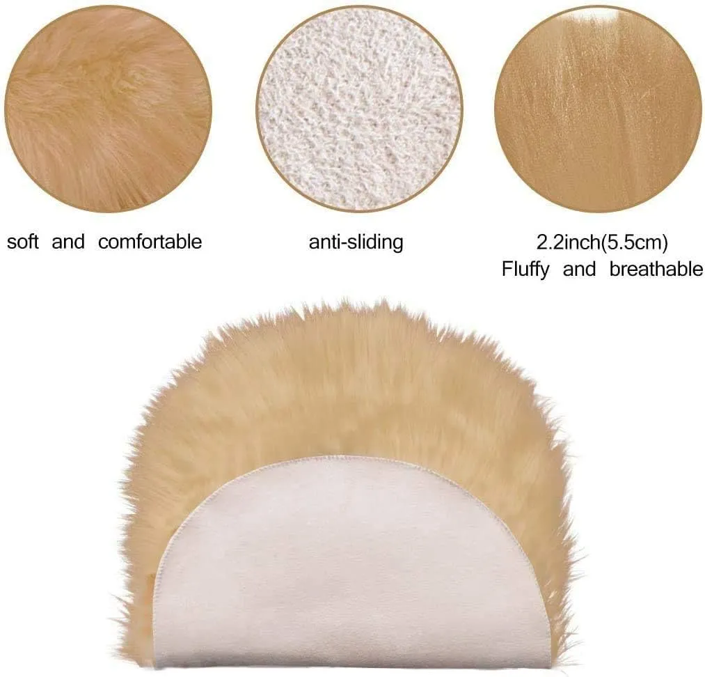 RosieLily Ultra Soft Thin 1.3x2 Feet Faux Fur Area Rug, Fluffy Shaggy Brown Fuzzy Machine Washable Shag Rug for Bedroom, Kids Room, Living Room