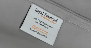 Royal Tradition Made in USA- Texas King Sheet Set (80x98 Inch Bed) 608tc Soft Cotton Sateen Bed Sheets, Blue