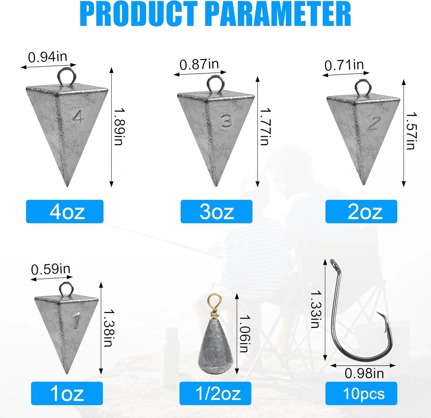 Saltwater Surf Fishing Tackle Kit - Saltwater Surf Fishing Rigs Include Wire Leader Pyramid Sinker Weight Bass Casting Sinker Circle Hooks Accessories