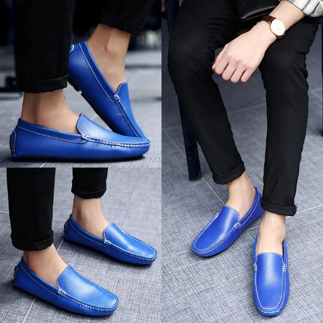 Santimon Mens Casual Loafer Slip-on Moccasin Boat Shoes Flat Driving Shoes