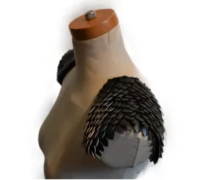 Scale Mail Epaulettes in Knitted Dragonhide Armor - Black Knight