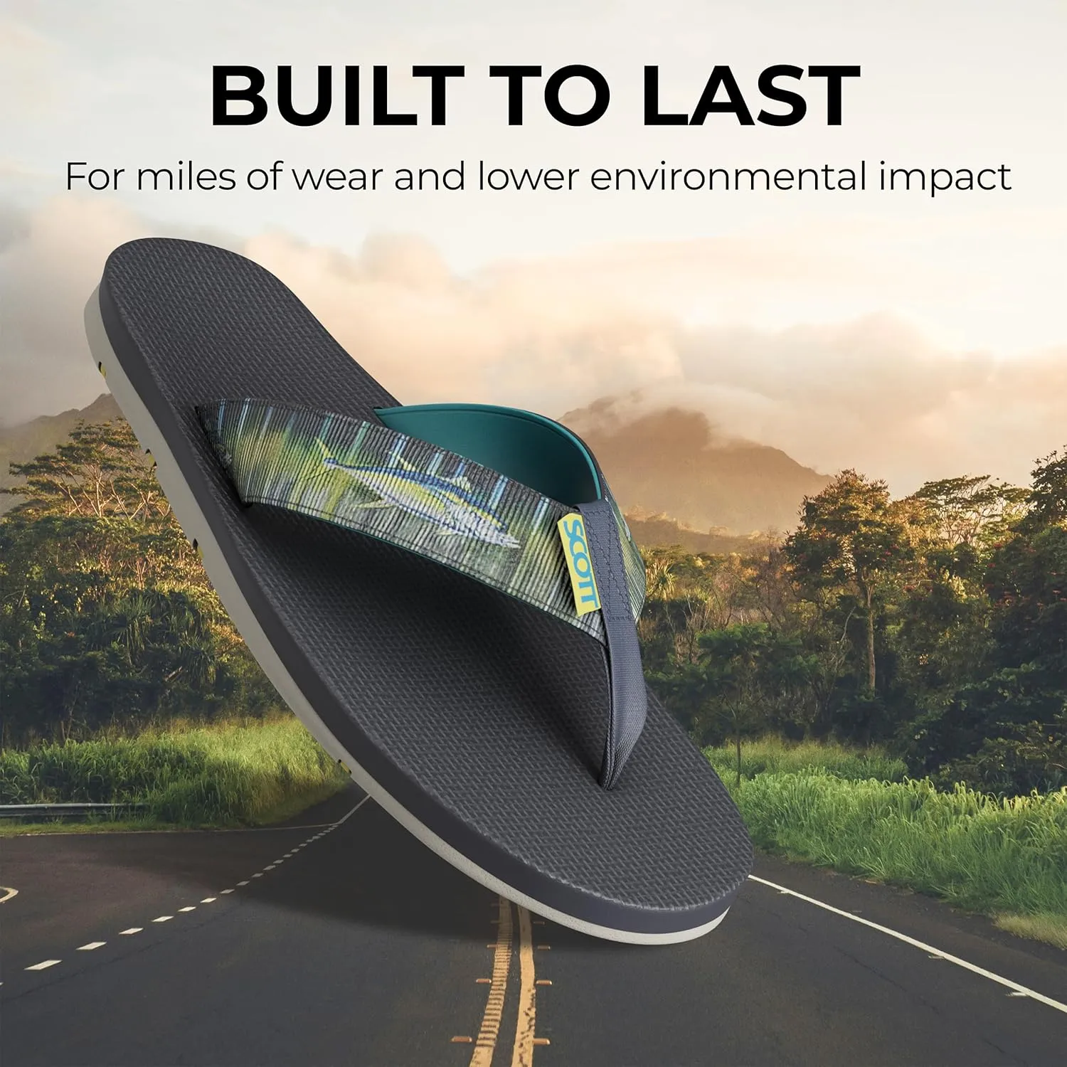 Scott Hawaii Men's Kaiko Sandal | Nylon Strap with Neoprene Lining | Molded Non-marking No-slip Outsole | Arch Support and Heel Cup | Marine & Boat Friendly