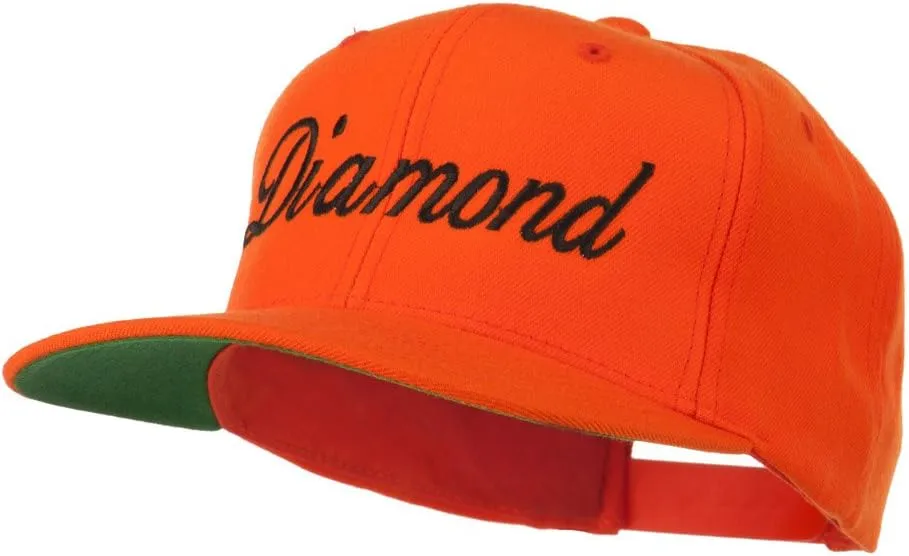 Script Diamond Embroidered Flat Bill Cap