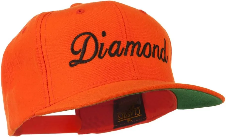 Script Diamond Embroidered Flat Bill Cap