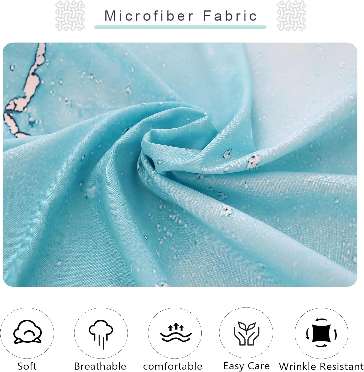 Sheet Set Blue Marble: Twin Size Aqua Blue Bed Sheets for Teen Girls Kids Women Deep Pocket Baby Blue Marbling 3PC Bedding Sets with 1 Flat Sheet & 1 Fitted Sheet & 1 Pillow Case