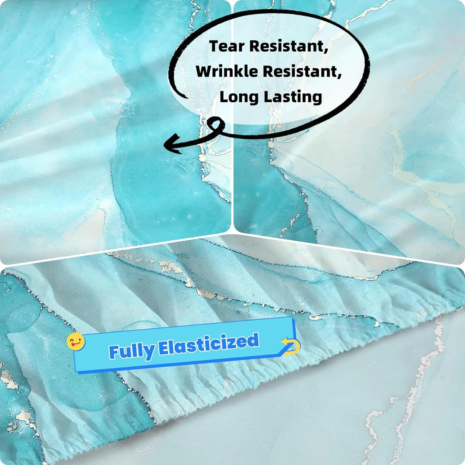 Sheet Set Blue Marble: Twin Size Aqua Blue Bed Sheets for Teen Girls Kids Women Deep Pocket Baby Blue Marbling 3PC Bedding Sets with 1 Flat Sheet & 1 Fitted Sheet & 1 Pillow Case
