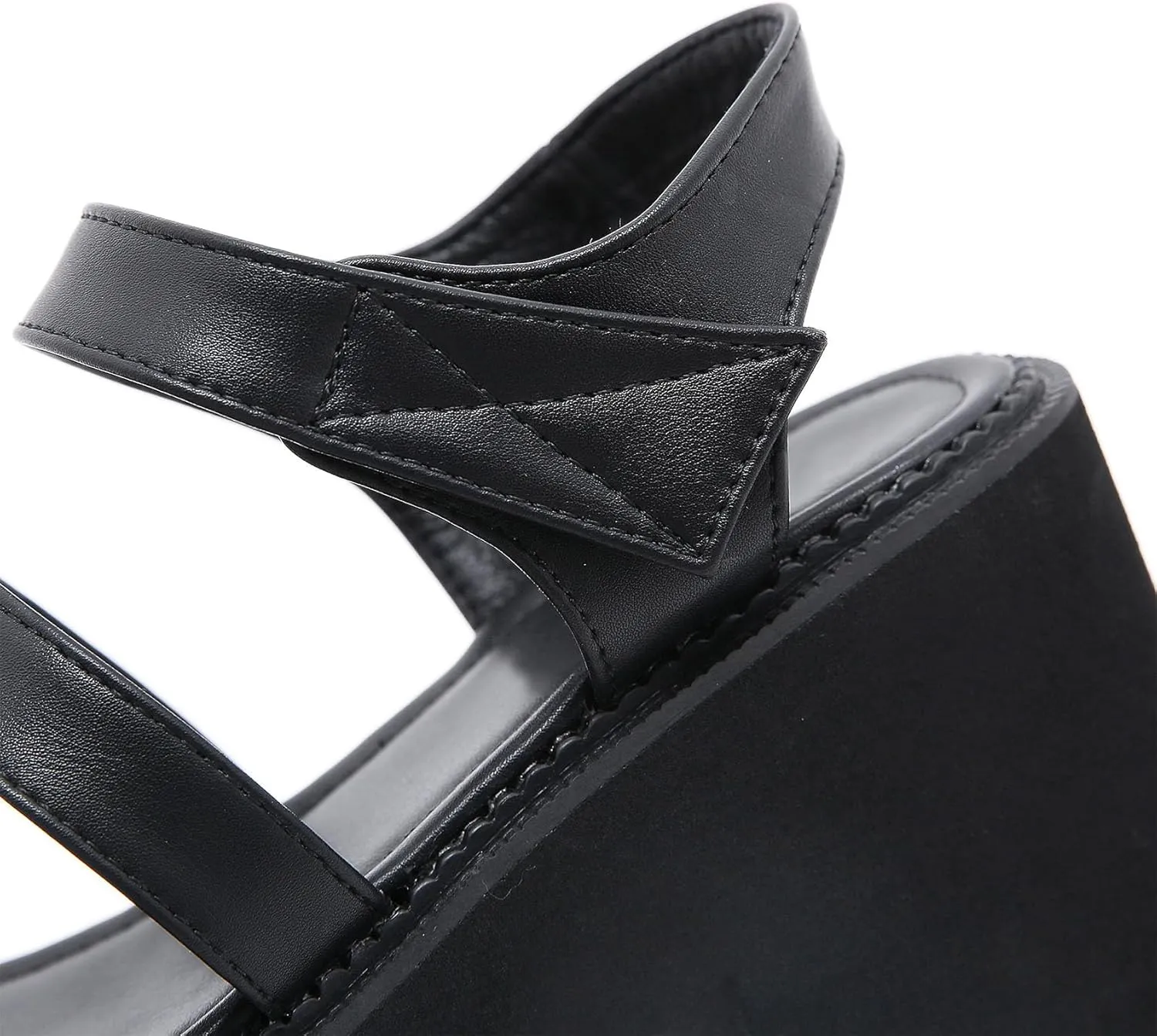 SHEMEE Chunky Platform Gladiator Roman Sandals Women Black Punk Goth Shoes Multi Strap Lightweight Fisherman Wedge Sandal
