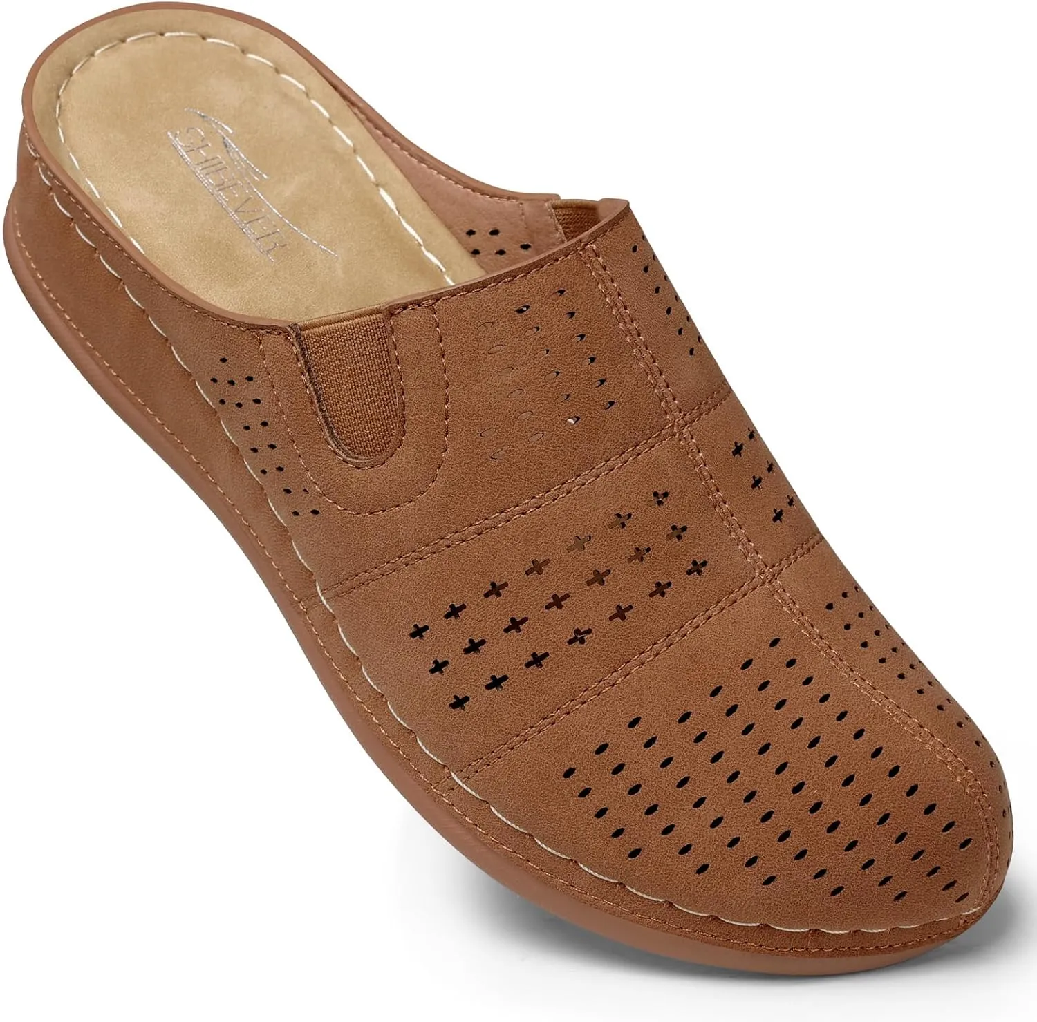 SHIBEVER Clogs for Womens Mules Shoes: Slip-On Flat Mule Shoes - Closed Toe Sandals Comfortable