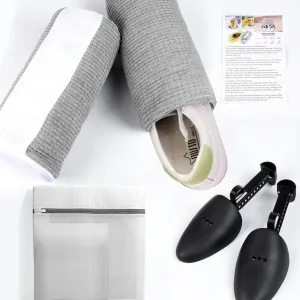 Shoe Washing Machine Bag - G4SHINE 2 Pack Sneaker Cleaning Bag for All Shoes, Fluffy Velvet Fiber Shoe Wash Bag for Washer and Dryer with Zipper and Drying Loop