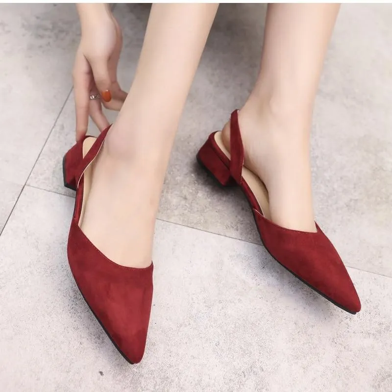 Slingback Flock Casual Footwear Pointed Toe Elegant Low Flat shoes