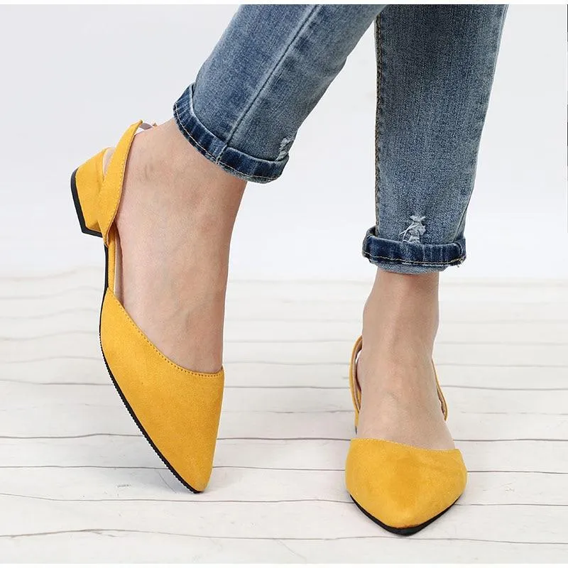 Slingback Flock Casual Footwear Pointed Toe Elegant Low Flat shoes