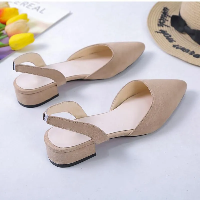 Slingback Flock Casual Footwear Pointed Toe Elegant Low Flat shoes
