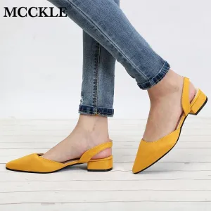 Slingback Flock Casual Footwear Pointed Toe Elegant Low Flat shoes