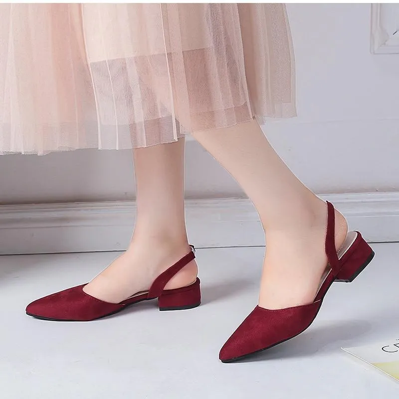Slingback Flock Casual Footwear Pointed Toe Elegant Low Flat shoes