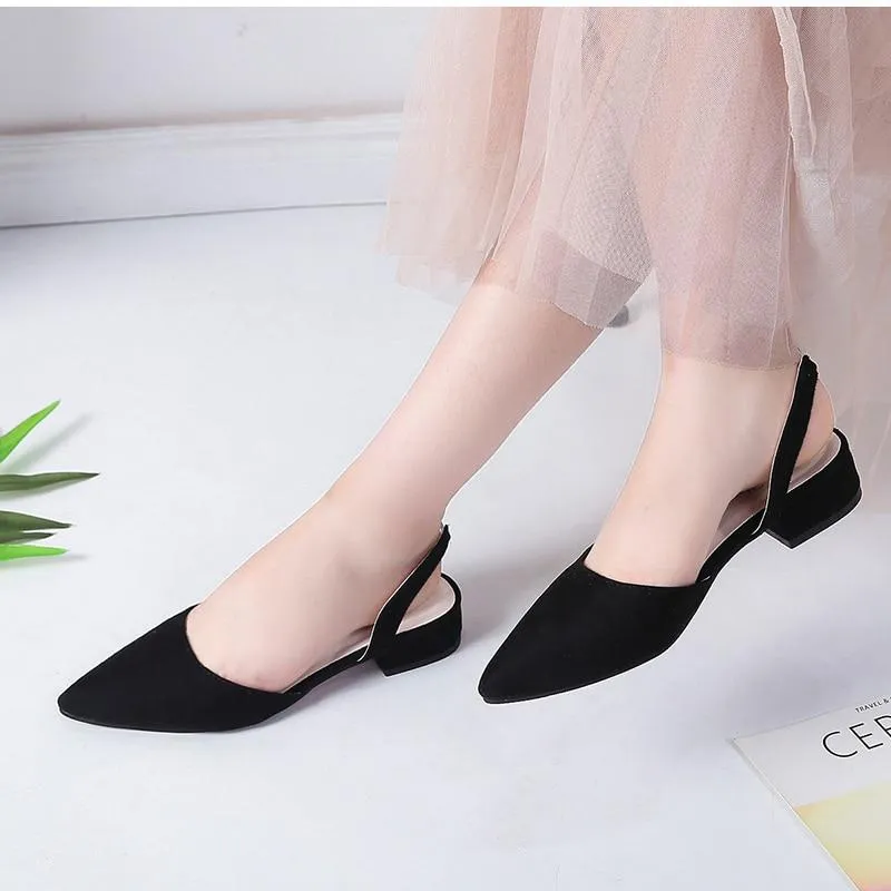 Slingback Flock Casual Footwear Pointed Toe Elegant Low Flat shoes