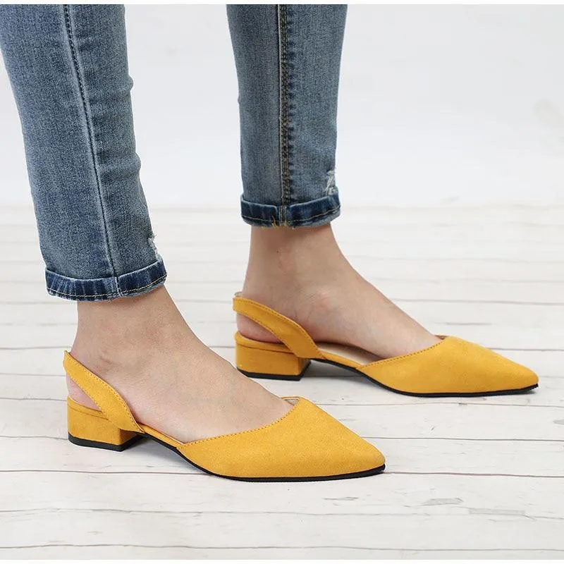 Slingback Flock Casual Footwear Pointed Toe Elegant Low Flat shoes