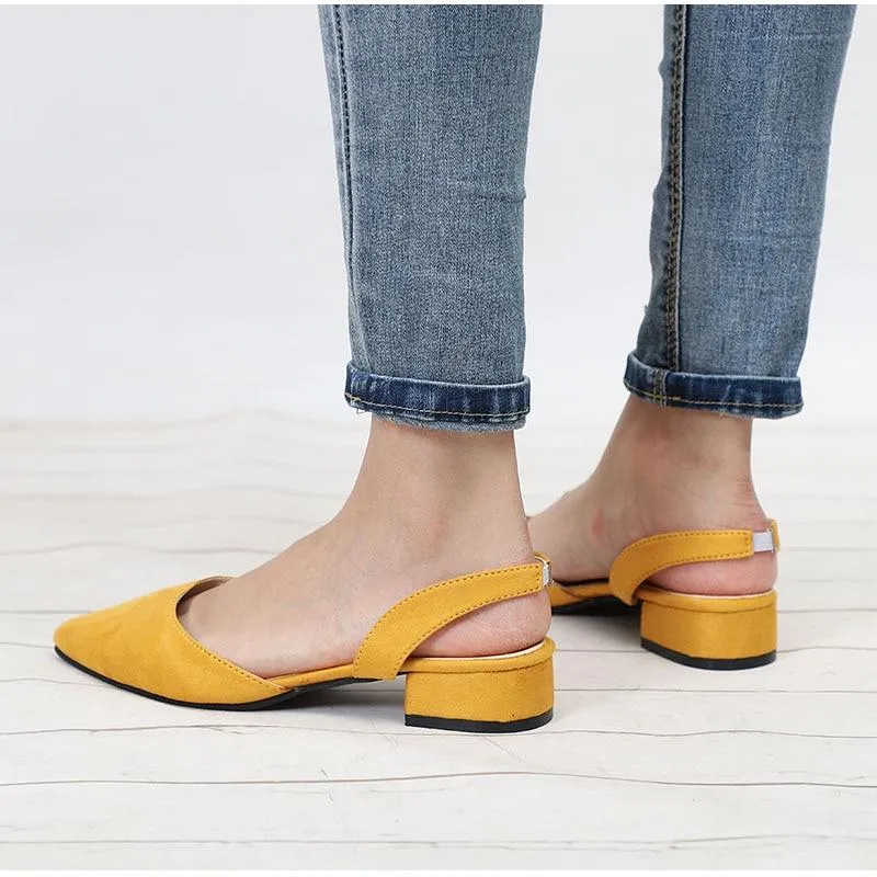 Slingback Flock Casual Footwear Pointed Toe Elegant Low Flat shoes
