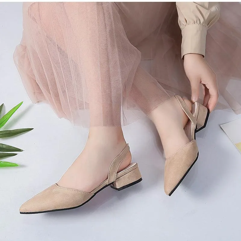 Slingback Flock Casual Footwear Pointed Toe Elegant Low Flat shoes